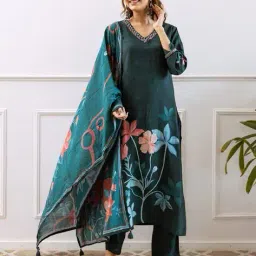 nehamta Women Floral Print Straight Kurta Set image 3