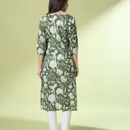acai Women Floral Print Straight Kurta image 3