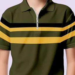 kiddy viddy Boys Striped Regular Fit Polo T-Shirt image 3
