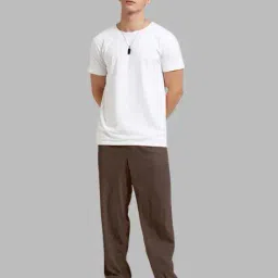 indiclub Men Ribbed Straight Track Pants with Drawstring Waist image 3