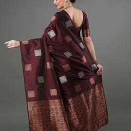 fashion booms Geometric Woven Banarasi Silk Saree image 3