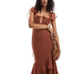 asos design Ruffled Corset-Bust Cami Maxi Dress image 3