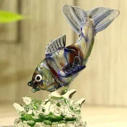 afast Set of 2 Enjoying Fish Crystal Glass Figurines image 3