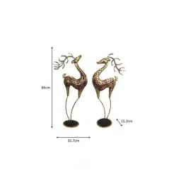 handicrafts paradise Set of 2 Handmade Deer Showpiece image 3