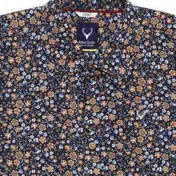 allen solly Boys Micro Print Slim Fit Shirt with Spread Collar image 3