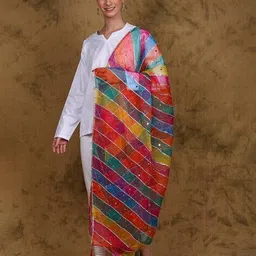 exotic india Women Leheriya Bead-Mirror work Dupatta image 3