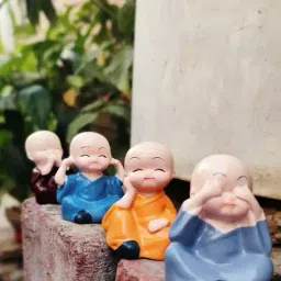 sankalan creations Set of 4 Polyresin Monks image 3