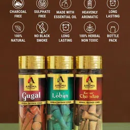 the aroma factory Pack Of 5 Incense Dhoop Cones Set with Holder  image 3