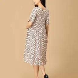 the mom store Women Floral Print Fit & Flare Dress image 3