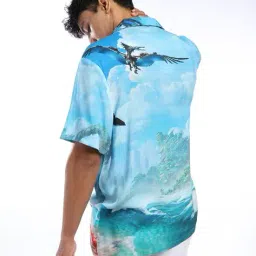 asos design Horizon Print Relaxed Fit Revere Shirt image 3