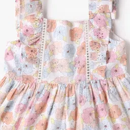playday Girls Floral Print A-Line Schiffli Dress image 3