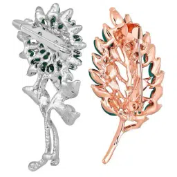 mahi Women Combo of Leaf and Sunflower Shape Crystal Studed Wedding Brooch image 3