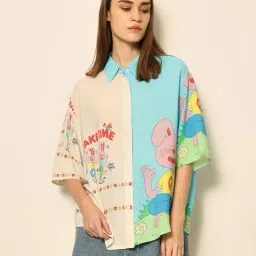 only Women Graphic Print Oversized Shirt image 3