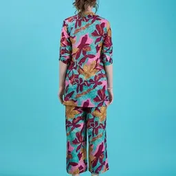 amarasha Women Floral Print Top & Pants Co-Ord Set image 3