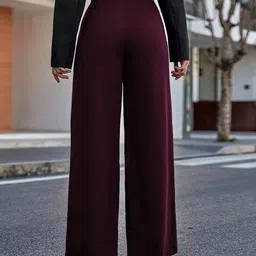 fyre rose Women Wide Leg Flat-Front Trousers  image 3