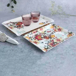 wonderchef Set of 2 Floral Print Venice Melamine Trays image 4