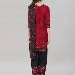 satrani Geometric Print Unstitched Dress Material image 4