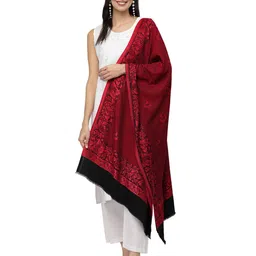 anekaant Leaf Print Stole with Fringes image 4