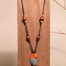 aakriti art creations Women Handpainted Tribal Necklace image 4