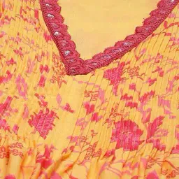 biba Women Floral Print A-Line Kurta with Pants & Dupatta image 4