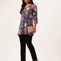 feranoid Women Floral Print Straight Short Kurti image 4