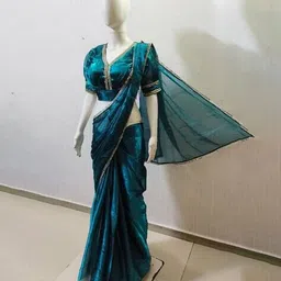 nancy designer Women Embellished Pre-Stitched Saree with Blouse image 4