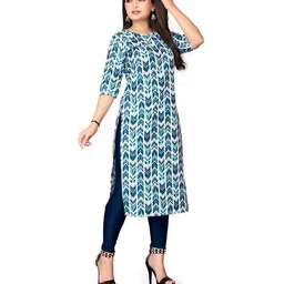 revangi Women Chevrons Print Straight Kurti image 4