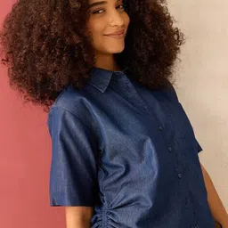 outzidr global Women Spread Collar Loose Fit Shirt image 4