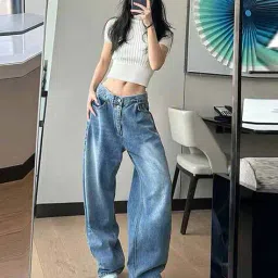 lulu & sky Women Washed Relaxed Jeans image 4