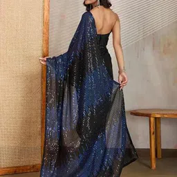 yankita Women Embroidered Sequence Georgette Saree image 4