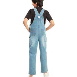 olele Boys Relaxed Fit Dungarees with Button Detail image 4