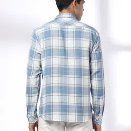 john players jeans Men Checked Slim Fit Shirt with Patch Pocket image 4