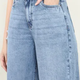 Shein Semi Elasticated Waist High Rise Knee Slit Jeans image 4