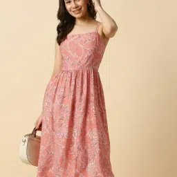 allen solly Women Printed A-Line Square Neck Dress image 4