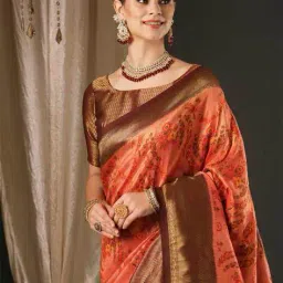 ri-wah Women Floral Print Saree with Contrast Border image 4