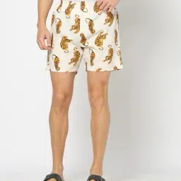 yousta Men Printed Mid-Rise Shorts image 4