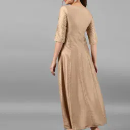 janasya Micro Print Anarkali Kurta with Tie-Up image 4