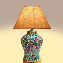 devansh Mosaic Table Lamp with Shade & Wooden Base image 4