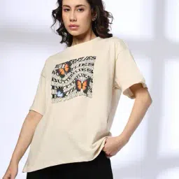 rio for trends select Women Typographic Print Oversized Round-Neck T-Shirt image 4