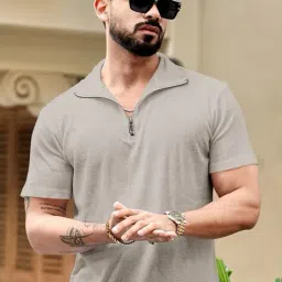 hoodler Men Regular Fit Polo T-Shirt with Zipper image 4