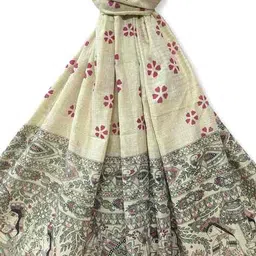 molcha by babita singh Women Hand Crafted Cotton Madhubani Printed Dupatta image 4
