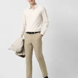 peter england Men Slim Fit Flat-Front Trousers image 4