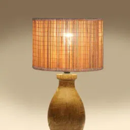 devansh Bamboo Table Lamp with Wood Base image 4
