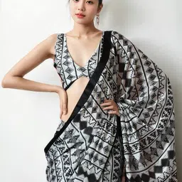 griva designer Women Printed Chinon Saree image 4