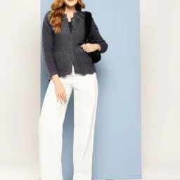 muhuratam Women Knitted Cardigan with Button Closure image 4