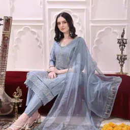 berrylicious Women Embroidery Straight Kurta Set image 4