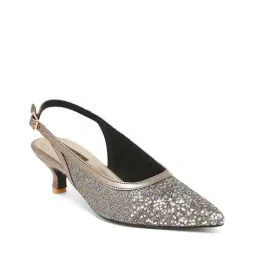 flat n heels Women Embellished Slingback Kitten-Heeled Shoes  image 4