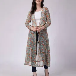 scorpius Women Printed Regular Fit Front-Open Longline Shrug image 4