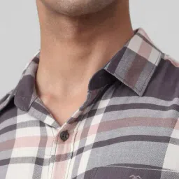 mufti Men Flannel Checked Slim Fit Shirt with Patch Pocket image 4