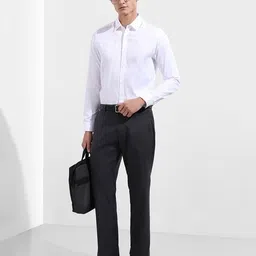 the indian garage co Men Regular Fit Flat-Front Trousers image 4